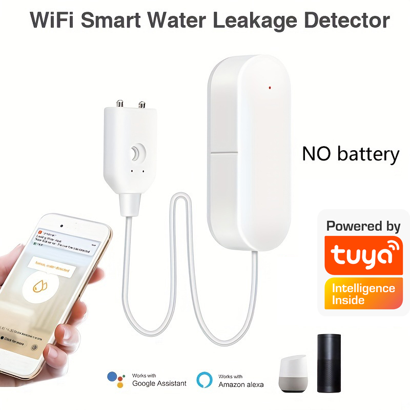 Wifi Water Sensor - WiFi-waterniveausensor Lekkage-alarm Overstromingslekdetector Werkt met tuya