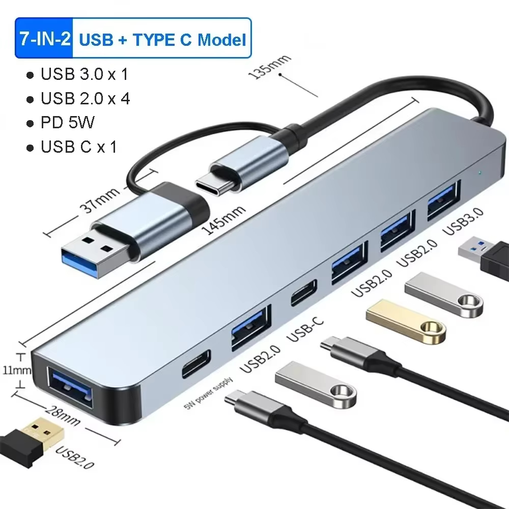 Smart Home Hub 2 - 7-in-2 USB C Hub Expander Multiport