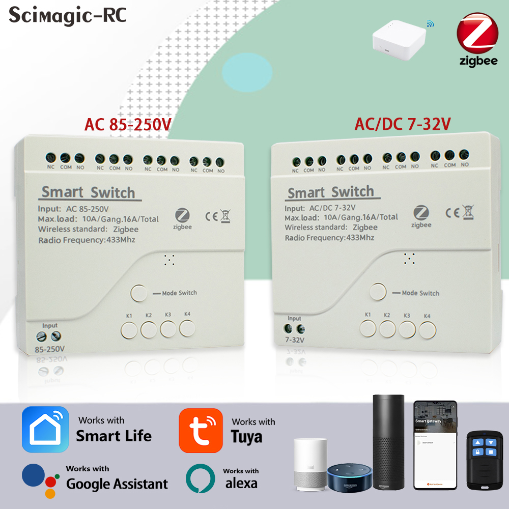 Smart Light Switch - 4CH Zigbee Tuya Smart Home Relaismodule