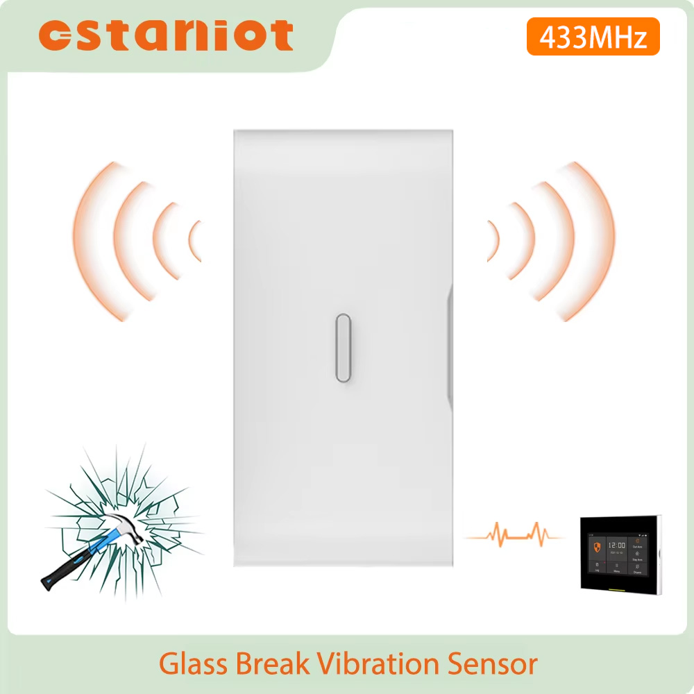 Wireless Door Sensor - Staniot 433MHz EV1527 Draadloze Trilling Glasbreuk