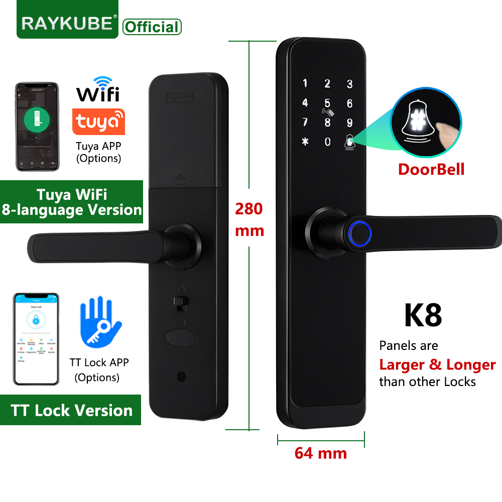 Smart Home Outdoor - RAYKUBE K8 Smart Deurslot TTlock Bluetooth/Tuya