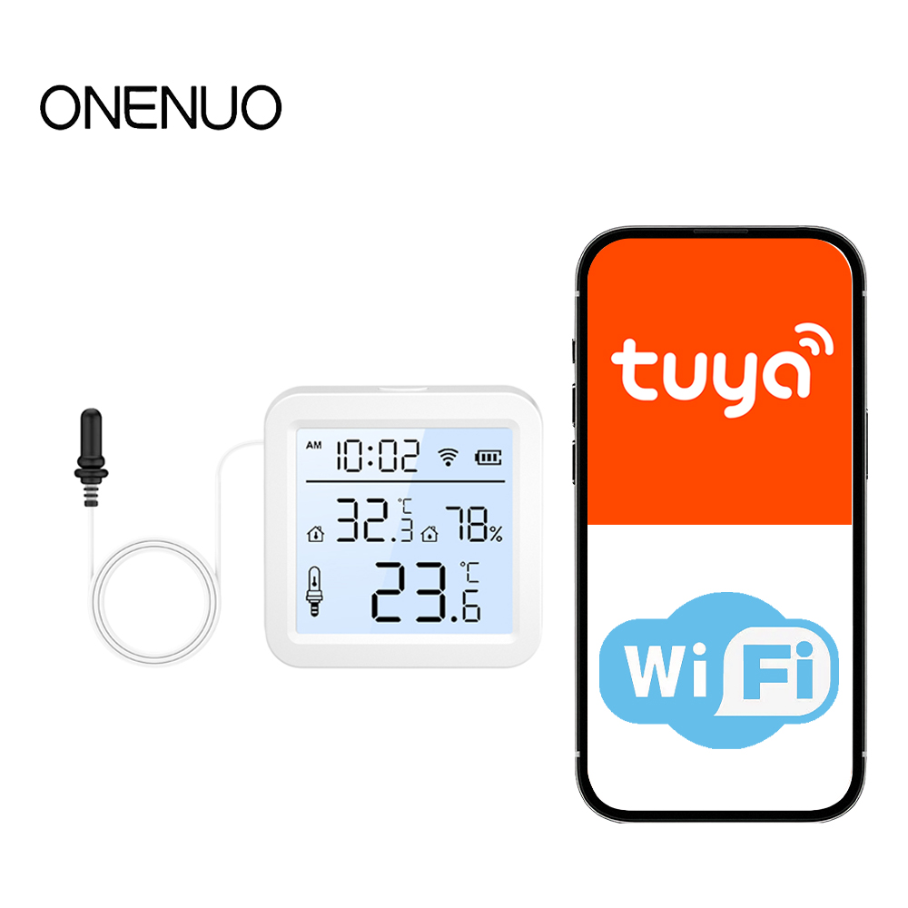 Smart Home Solution - WiFi-vochtigheidstemperatuursensor met externe sonde Binnen/buiten Tuya