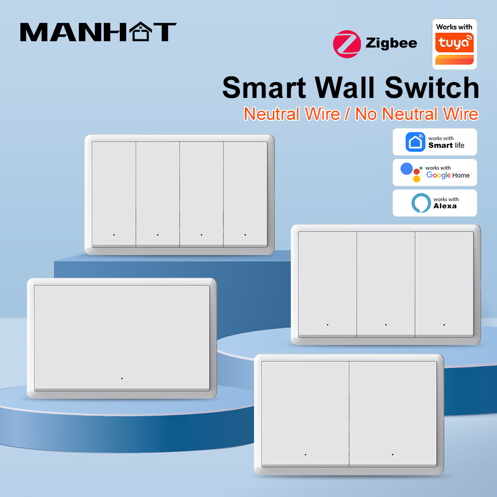 Smart Light Switch - MANHOT ZigBee3.0 Smart Switch Geen neutrale